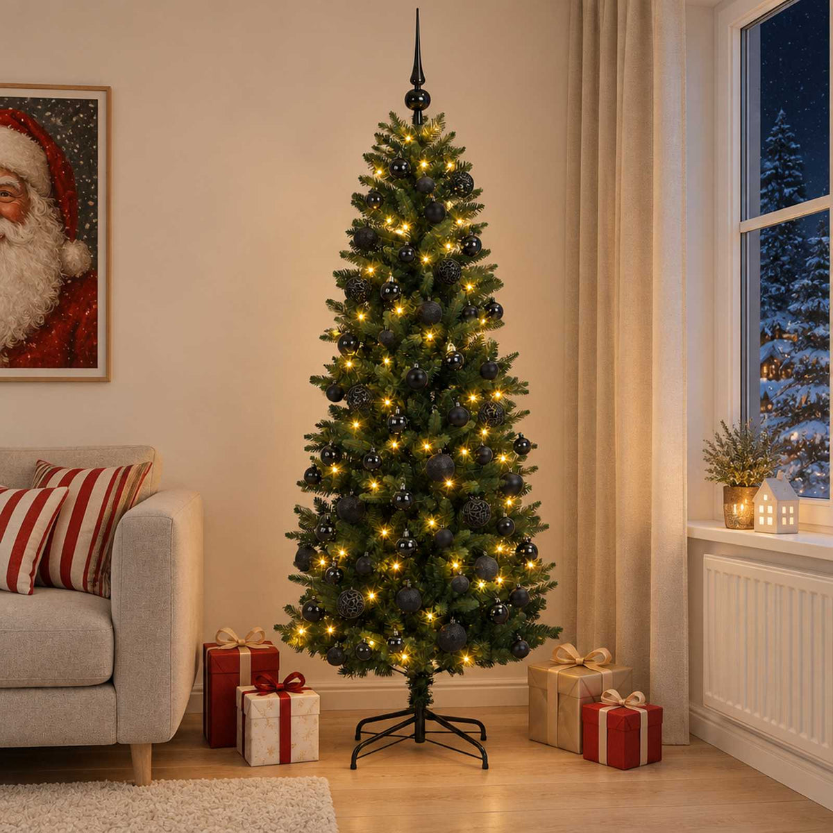 vidaXL Artificial Christmas Tree with Bauble 210 cm 300 LEDs