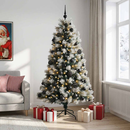 vidaXL Artificial Hinged Christmas Tree with Baubles 240 cm 300 LEDs
