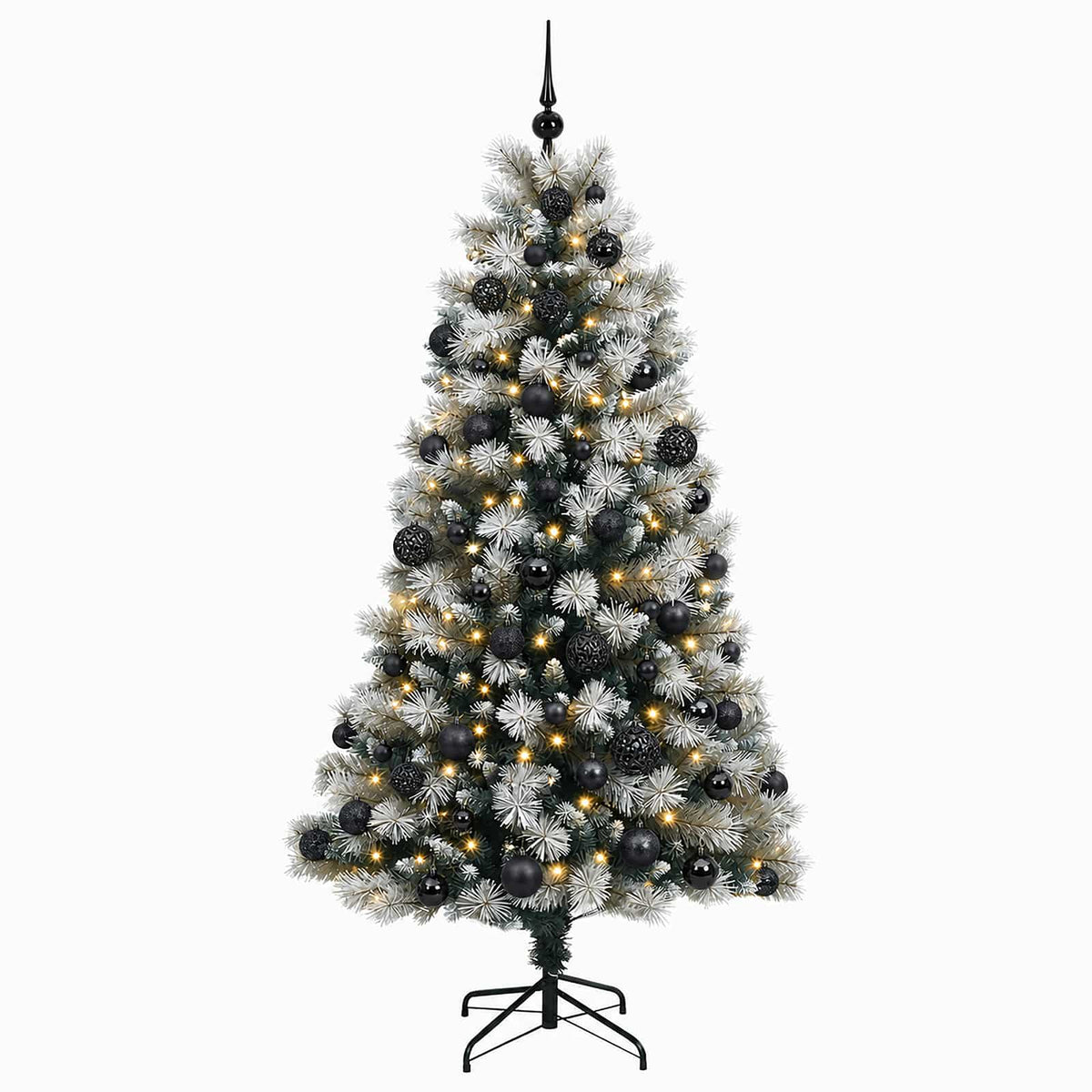 vidaXL Artificial Hinged Christmas Tree with Baubles 210 cm 300 LEDs