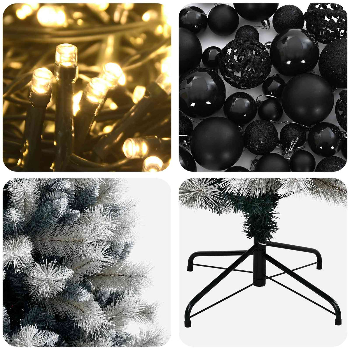 vidaXL Artificial Hinged Christmas Tree with Baubles 240 cm 300 LEDs