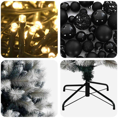 vidaXL Artificial Hinged Christmas Tree with Baubles 240 cm 300 LEDs