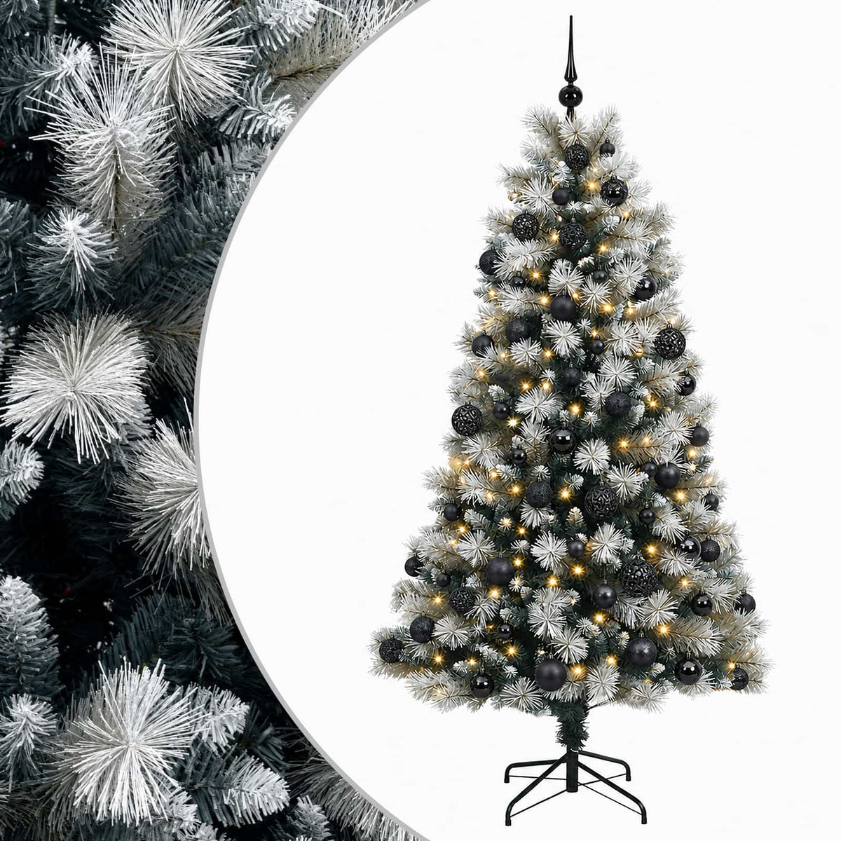 vidaXL Artificial Hinged Christmas Tree with Baubles 240 cm 300 LEDs