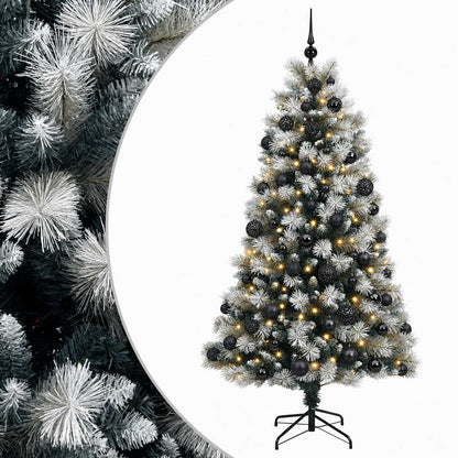 vidaXL Artificial Hinged Christmas Tree with Baubles 240 cm 300 LEDs