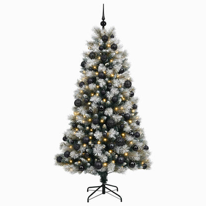 vidaXL Artificial Hinged Christmas Tree with Baubles 240 cm 300 LEDs