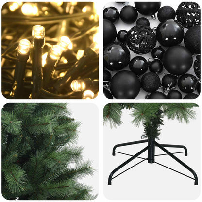 vidaXL Artificial Hinged Christmas Tree with Baubles 180 cm 300 LEDs