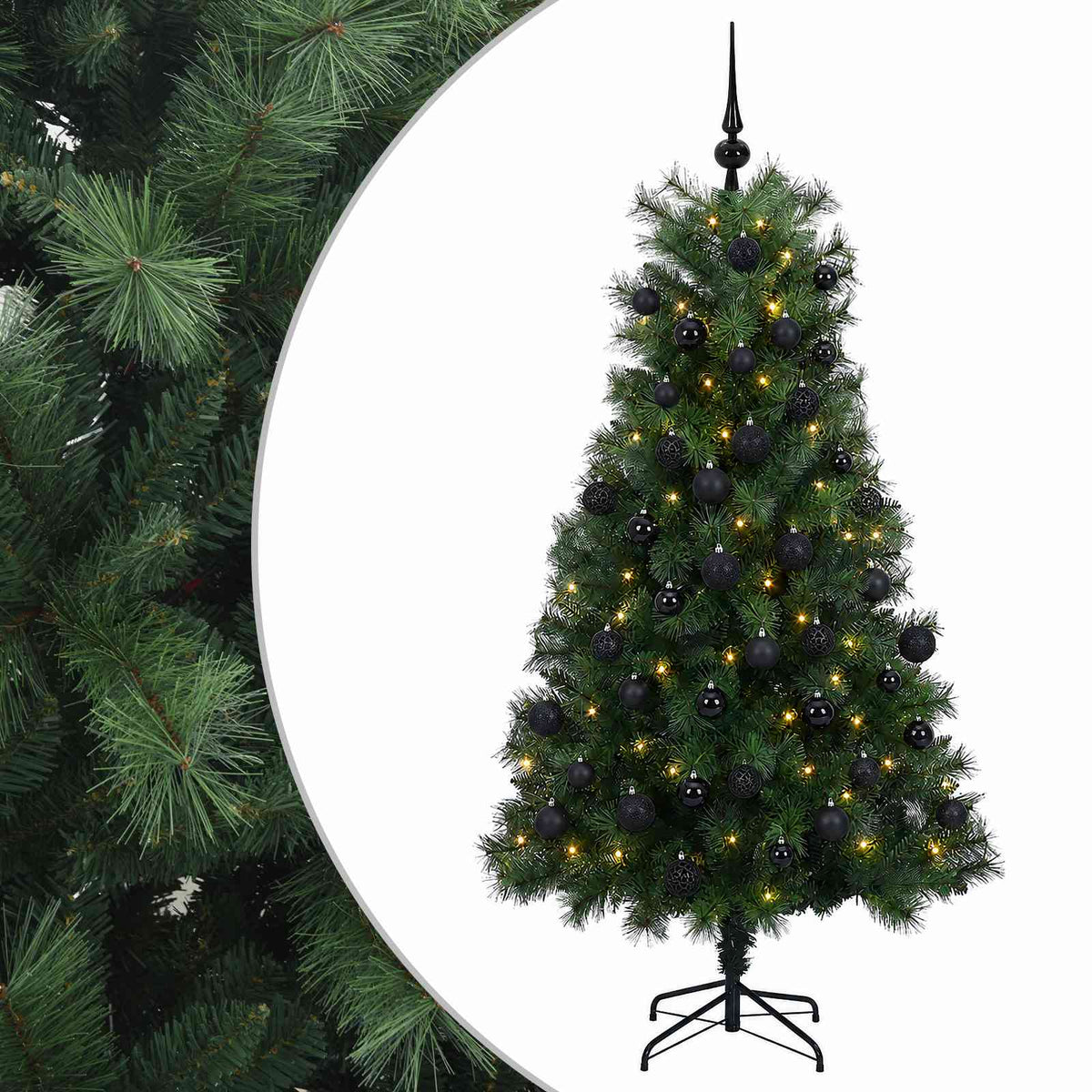 vidaXL Artificial Hinged Christmas Tree with Baubles 180 cm 300 LEDs