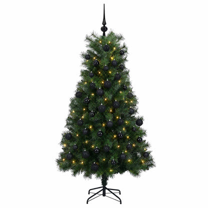 vidaXL Artificial Hinged Christmas Tree with Baubles 180 cm 300 LEDs