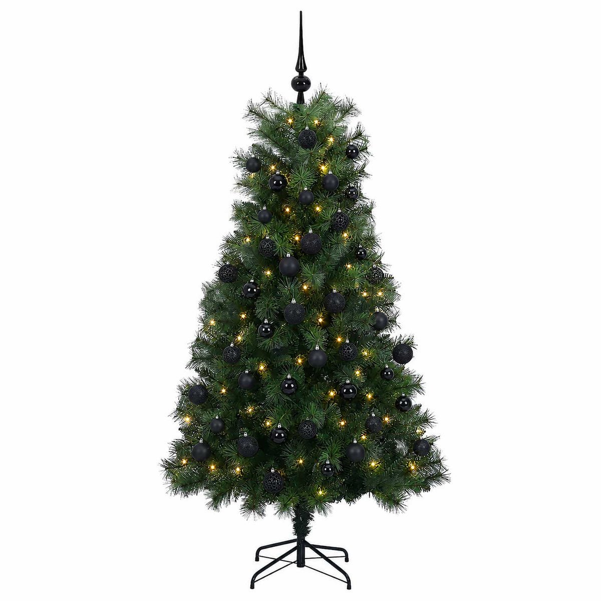 vidaXL Artificial Hinged Christmas Tree with Baubles 210 cm 300 LEDs