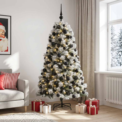 vidaXL Artificial Hinged Christmas Tree with Baubles 210 cm 300 LEDs