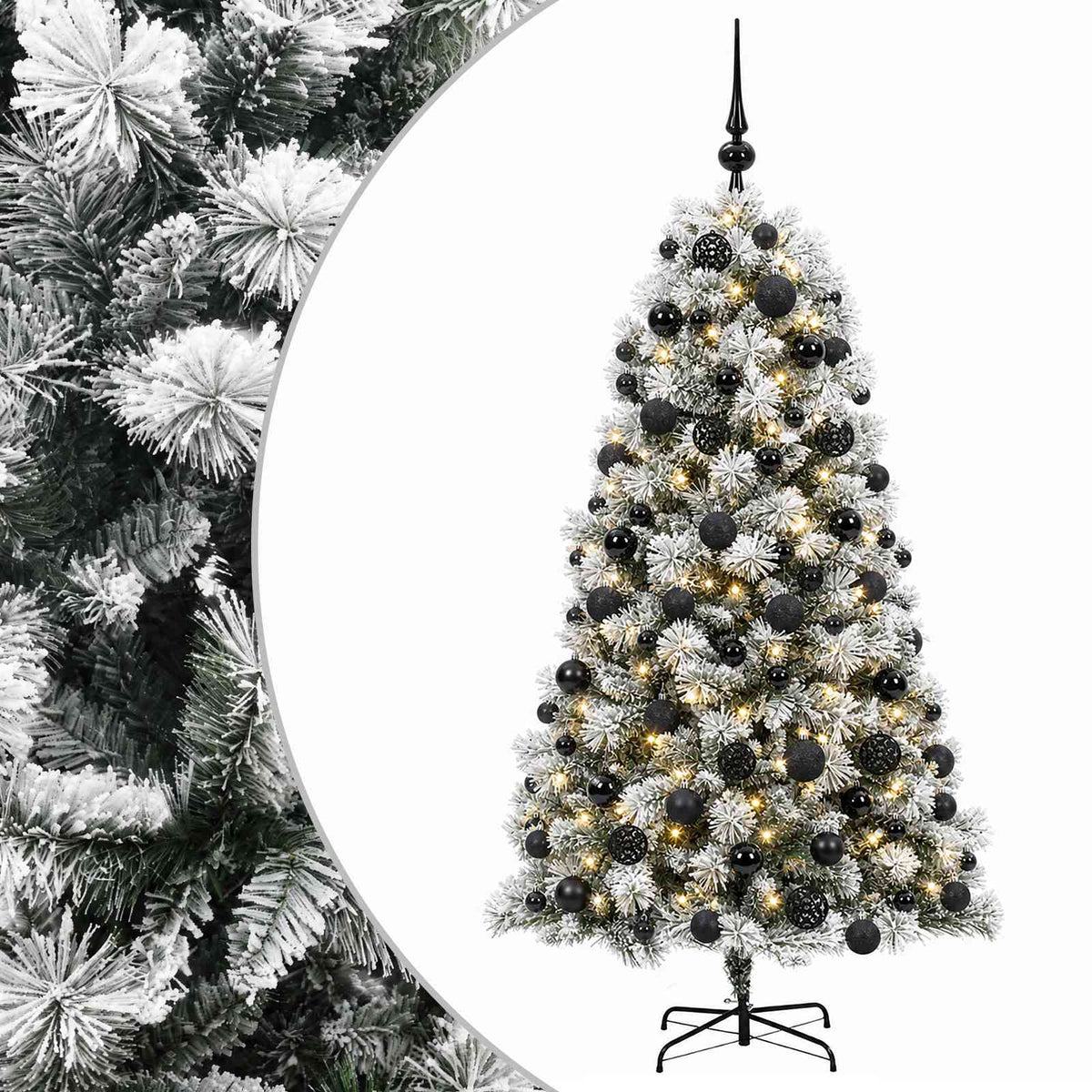 vidaXL Artificial Hinged Christmas Tree with Baubles 210 cm 300 LEDs