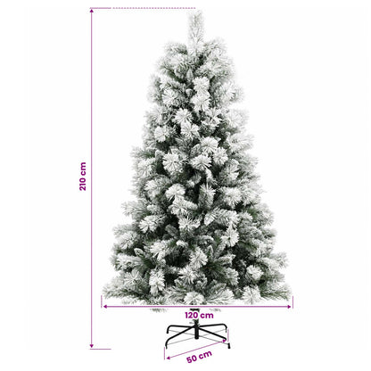 vidaXL Artificial Hinged Christmas Tree with Baubles 210 cm 300 LEDs