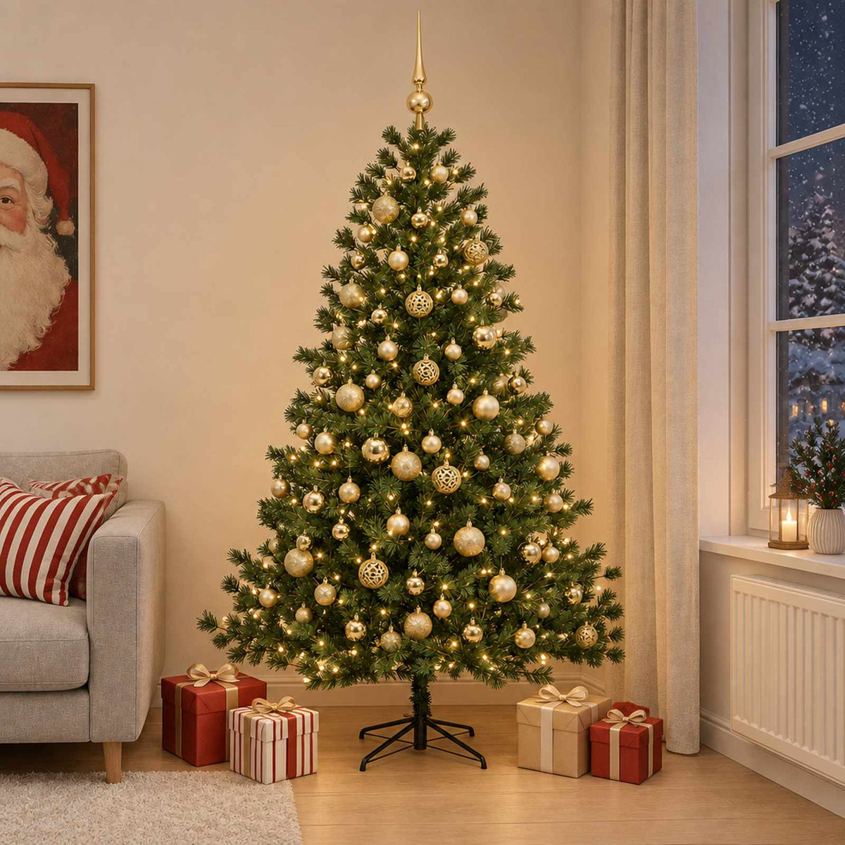vidaXL Artificial Christmas Tree with Bauble 240 cm 300 LEDs