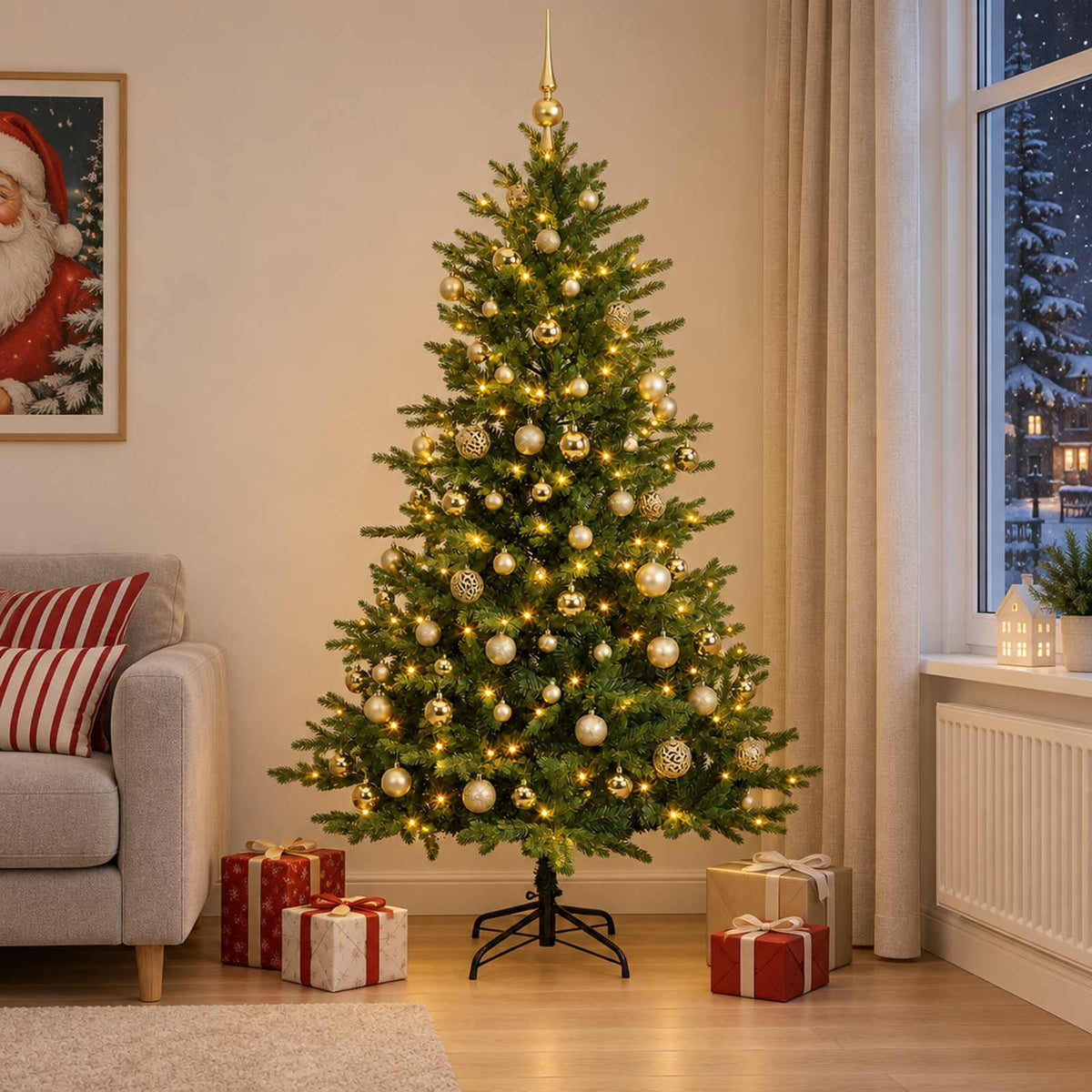 vidaXL Artificial Christmas Tree with Bauble 240 cm 300 LEDs