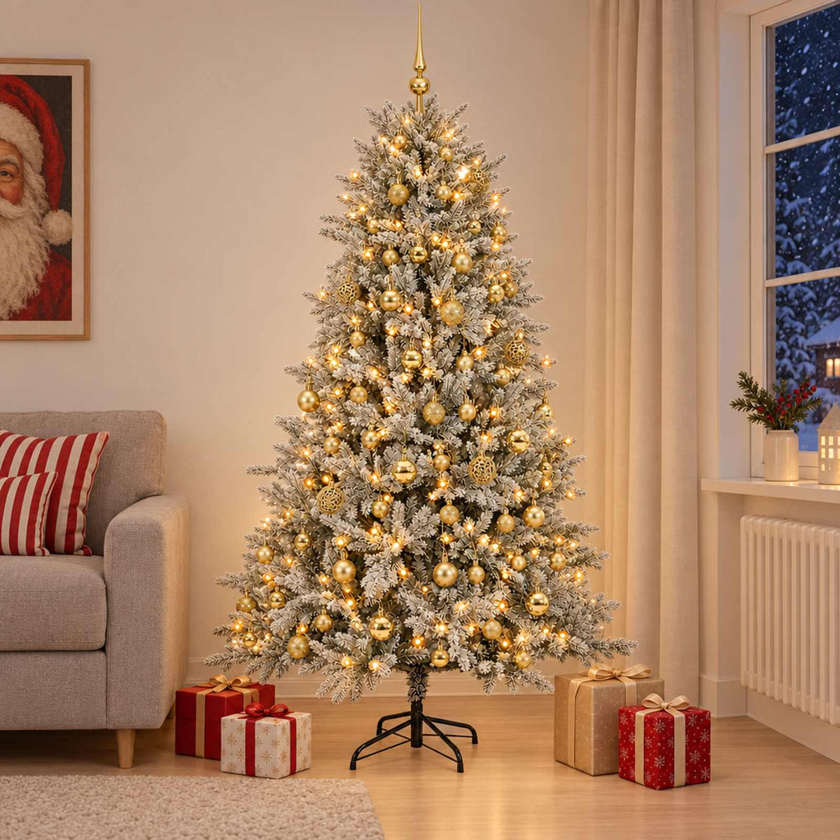vidaXL Artificial Christmas Tree with Bauble 180 cm 300 LEDs