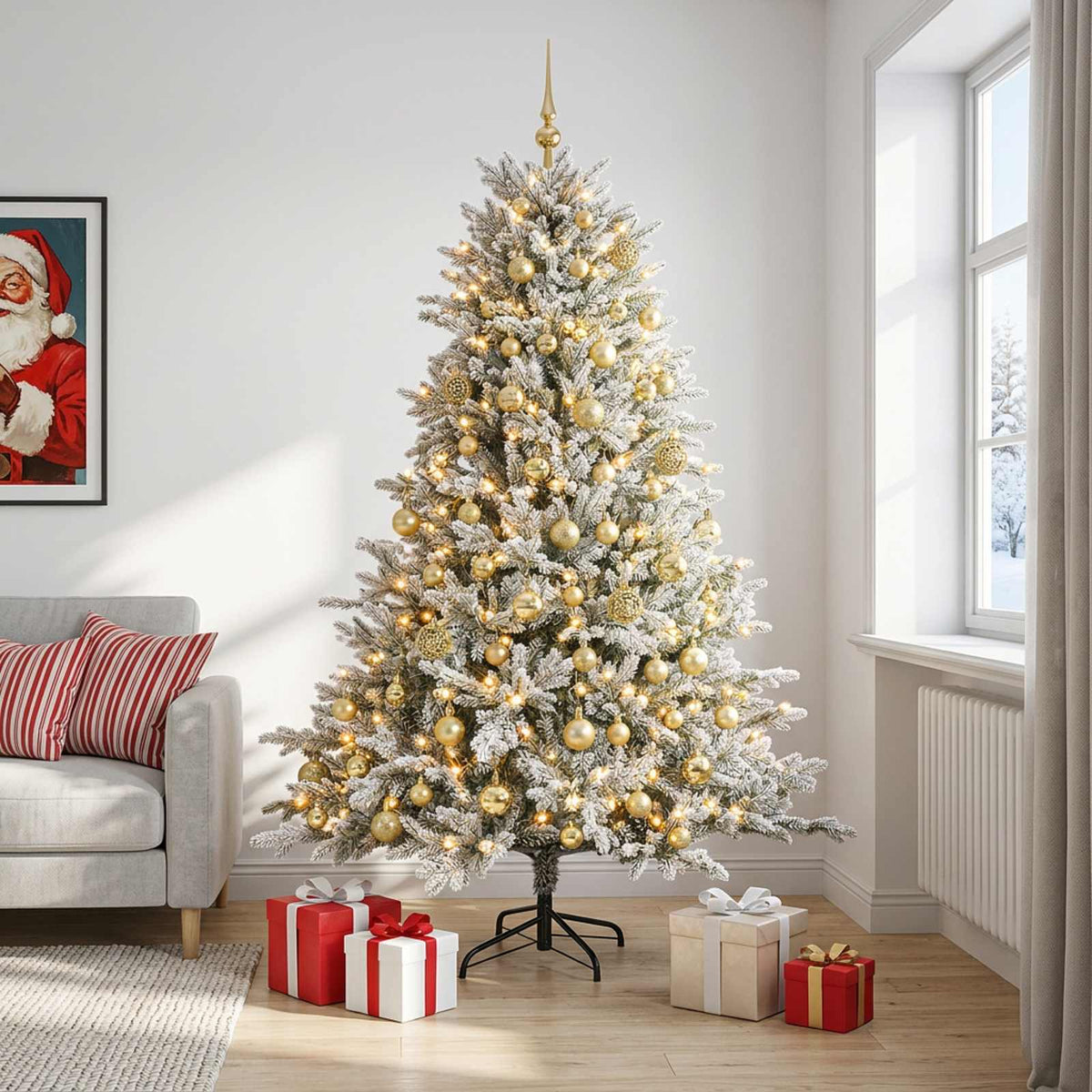vidaXL Artificial Christmas Tree with Bauble 180 cm 300 LEDs