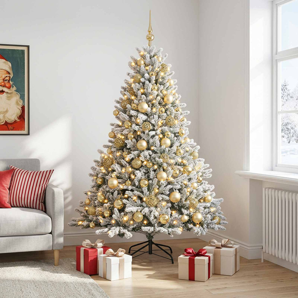 vidaXL Artificial Christmas Tree with Bauble 210 cm 300 LEDs