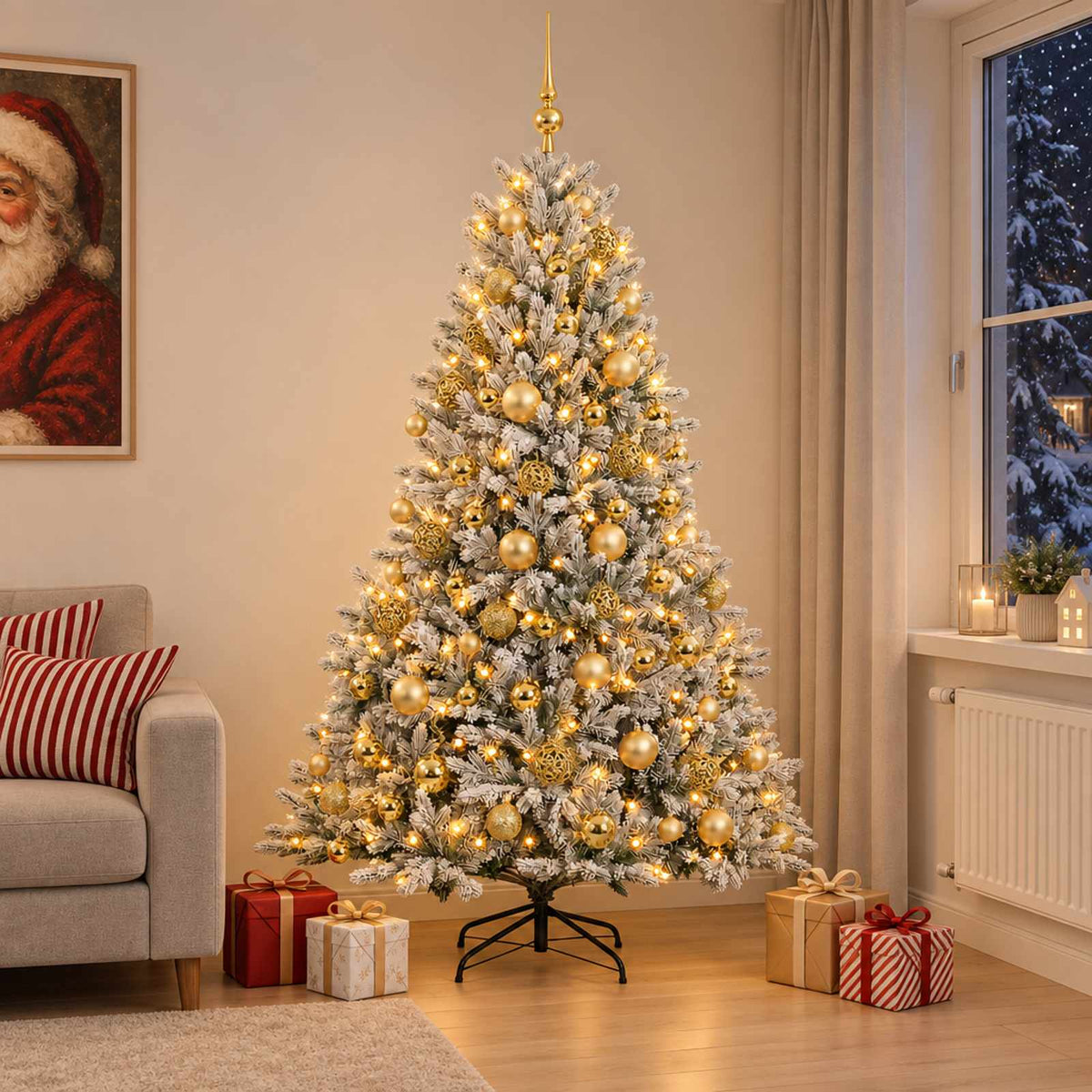 vidaXL Artificial Christmas Tree with Bauble 210 cm 300 LEDs