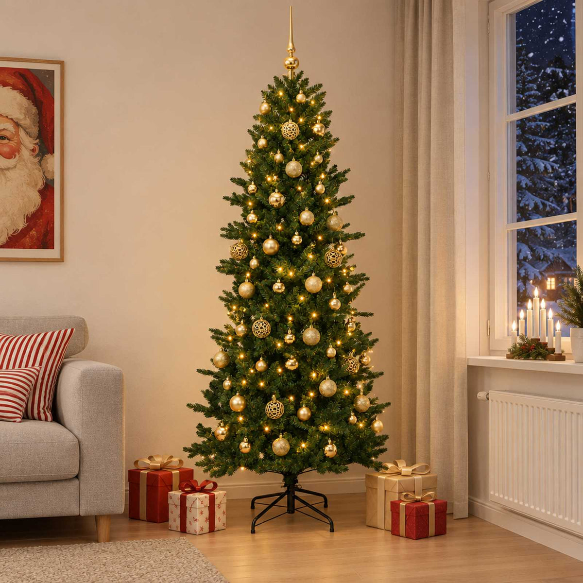 vidaXL Artificial Christmas Tree with Bauble 210 cm 300 LEDs