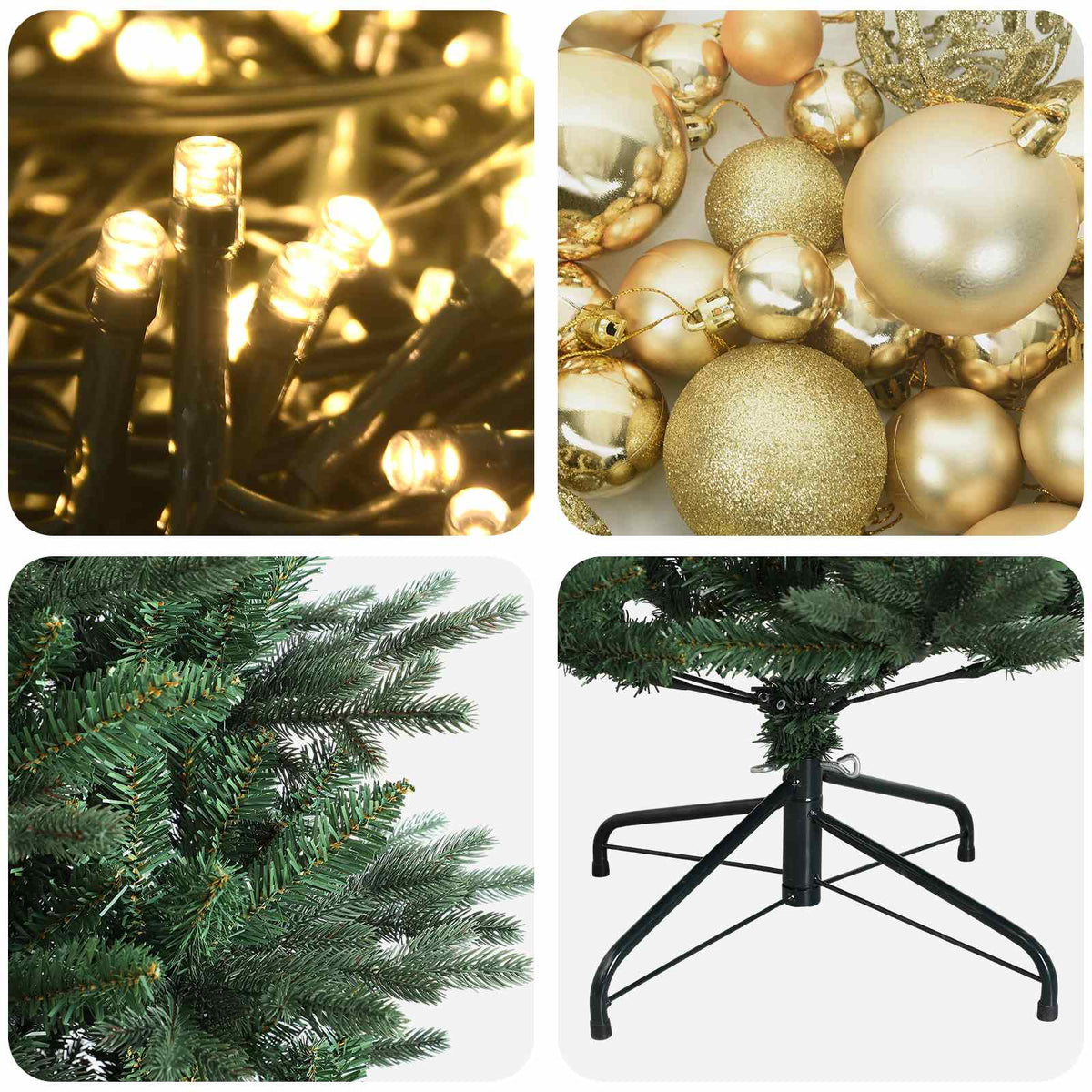 vidaXL Artificial Christmas Tree with Bauble 210 cm 300 LEDs