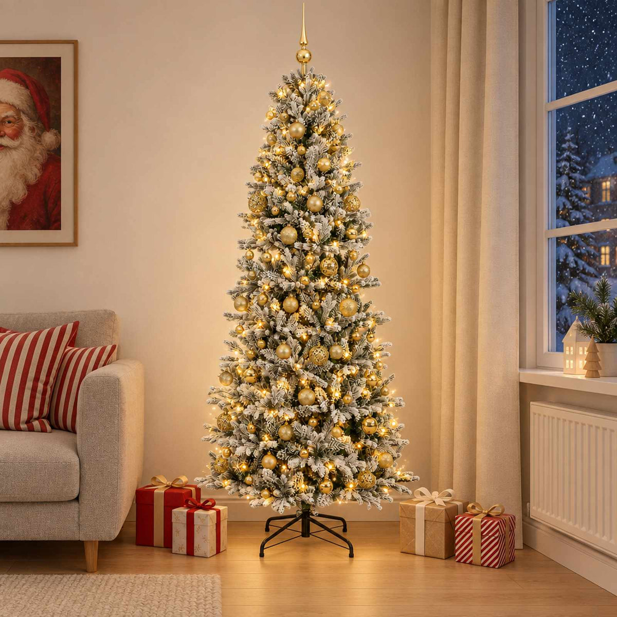 vidaXL Artificial Christmas Tree with Bauble 210 cm 300 LEDs