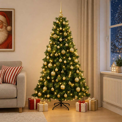vidaXL Artificial Christmas Tree with Bauble 240 cm 300 LEDs