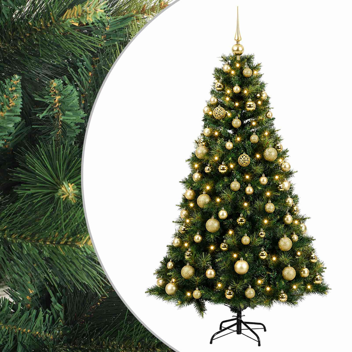 vidaXL Artificial Christmas Tree with Bauble 210 cm 300 LEDs