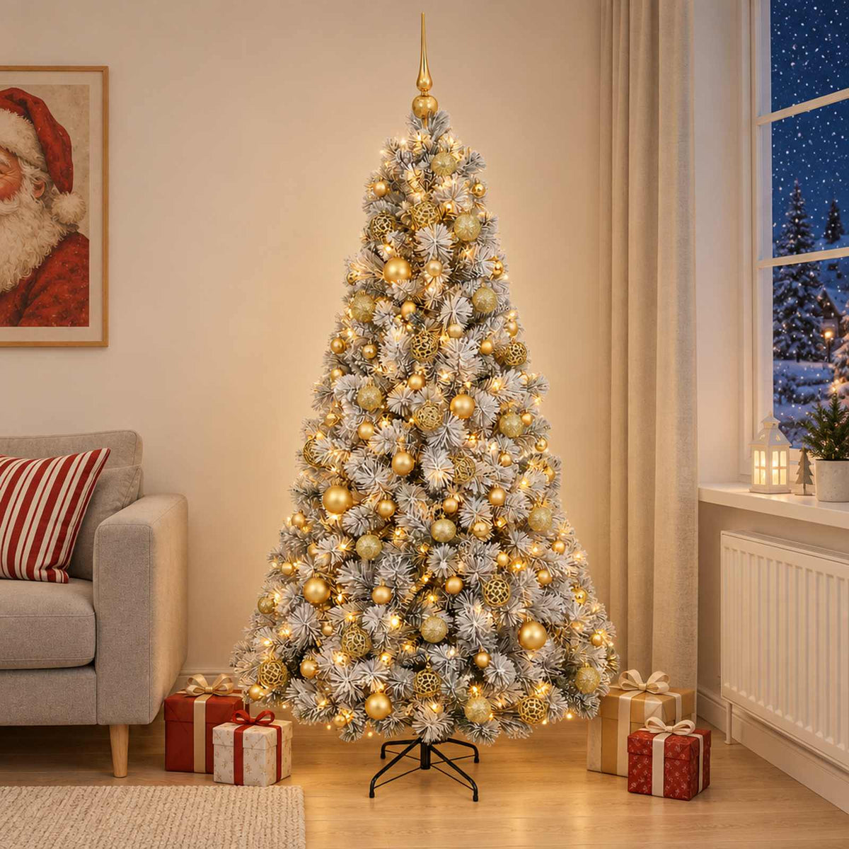 vidaXL Artificial Christmas Tree with Bauble 180 cm 300 LEDs