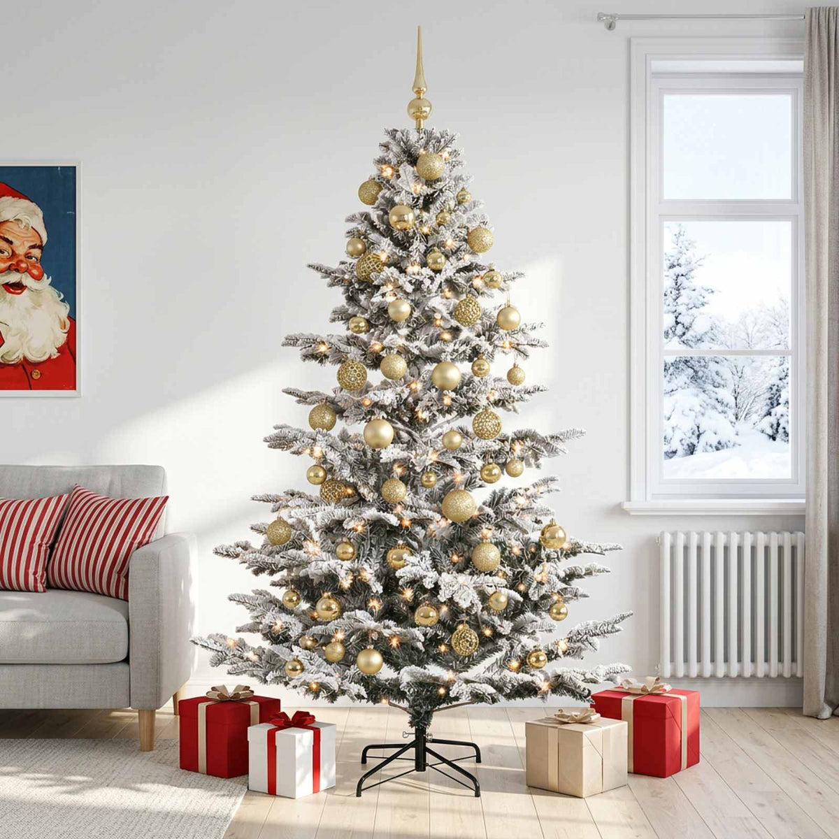 vidaXL Artificial Christmas Tree with Bauble 240 cm 300 LEDs