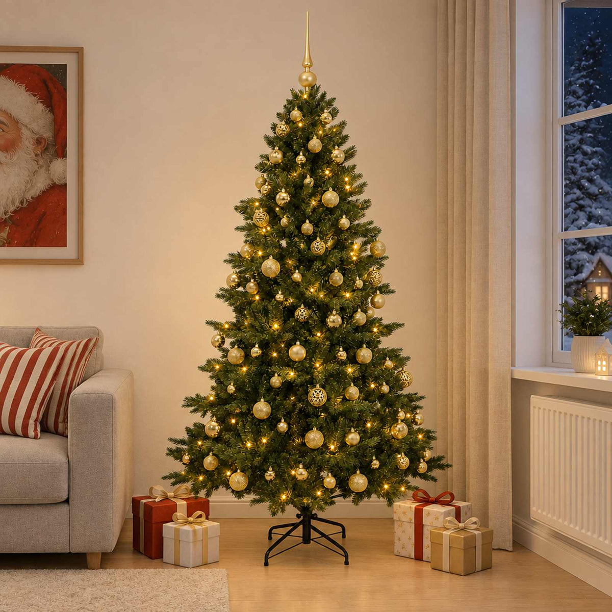 vidaXL Artificial Christmas Tree with Bauble 210 cm 300 LEDs