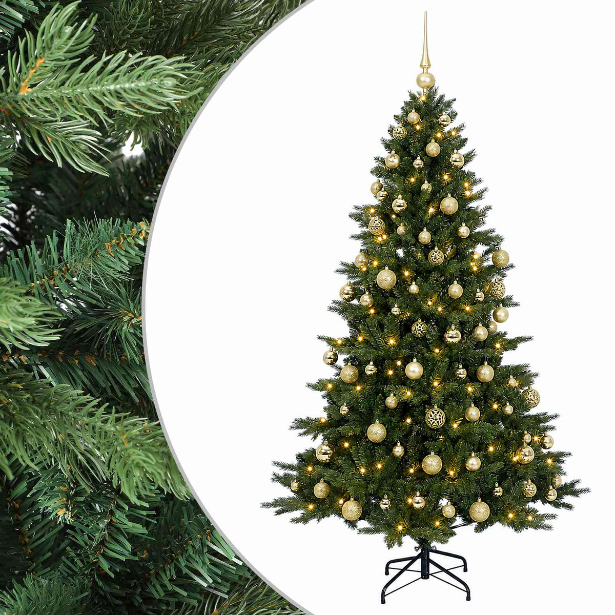 vidaXL Artificial Christmas Tree with Bauble 210 cm 300 LEDs