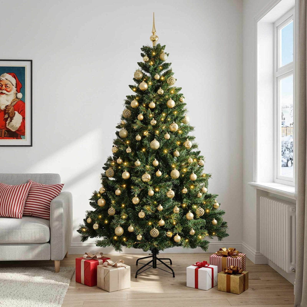 vidaXL Artificial Christmas Tree with Bauble 180 cm 300 LEDs