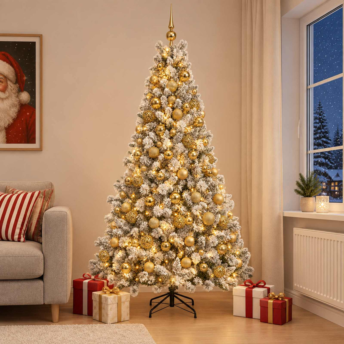 vidaXL Artificial Christmas Tree with Bauble 210 cm 300 LEDs