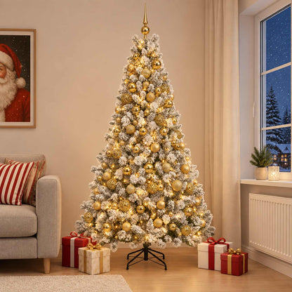 vidaXL Artificial Christmas Tree with Bauble 210 cm 300 LEDs
