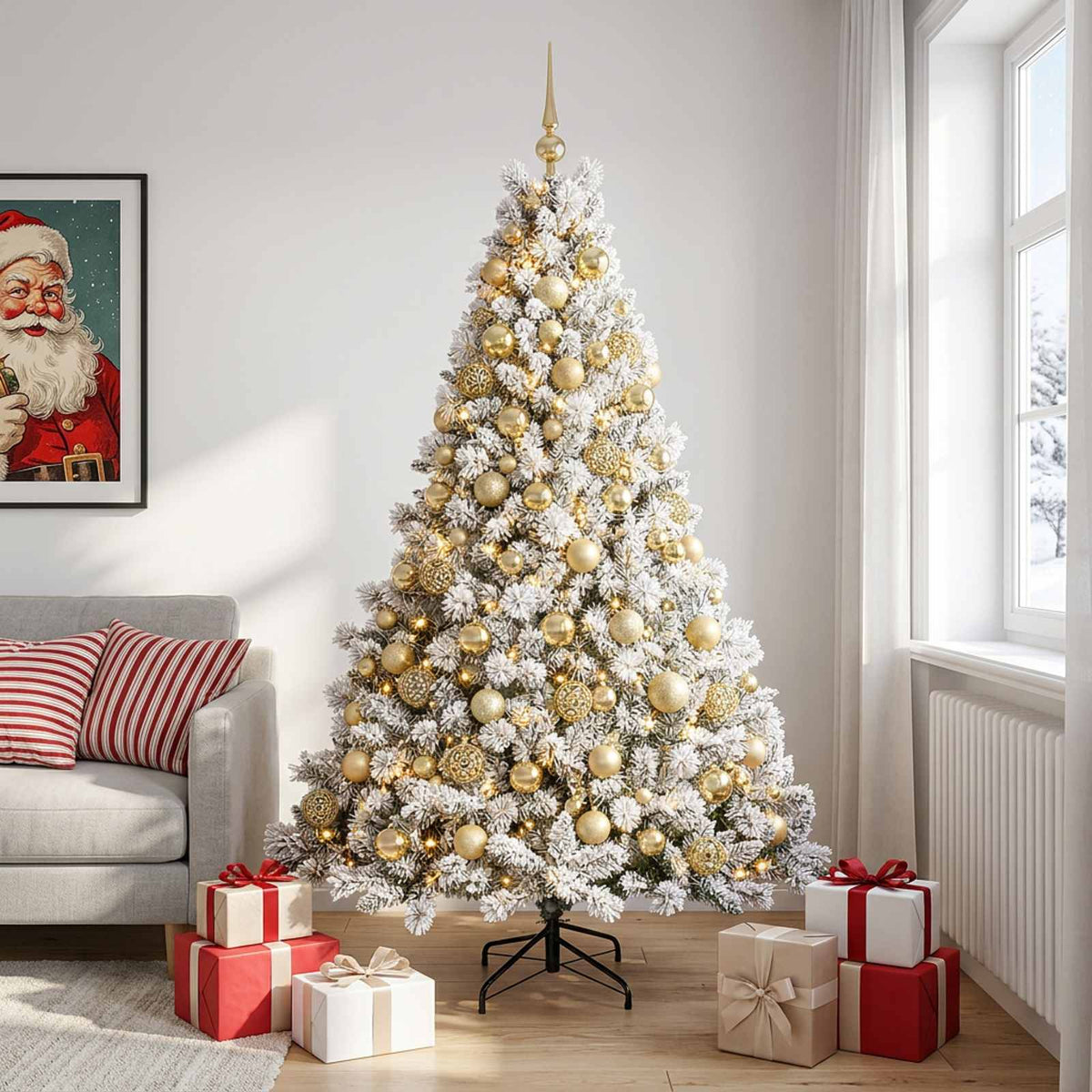 vidaXL Artificial Christmas Tree with Bauble 240 cm 300 LEDs
