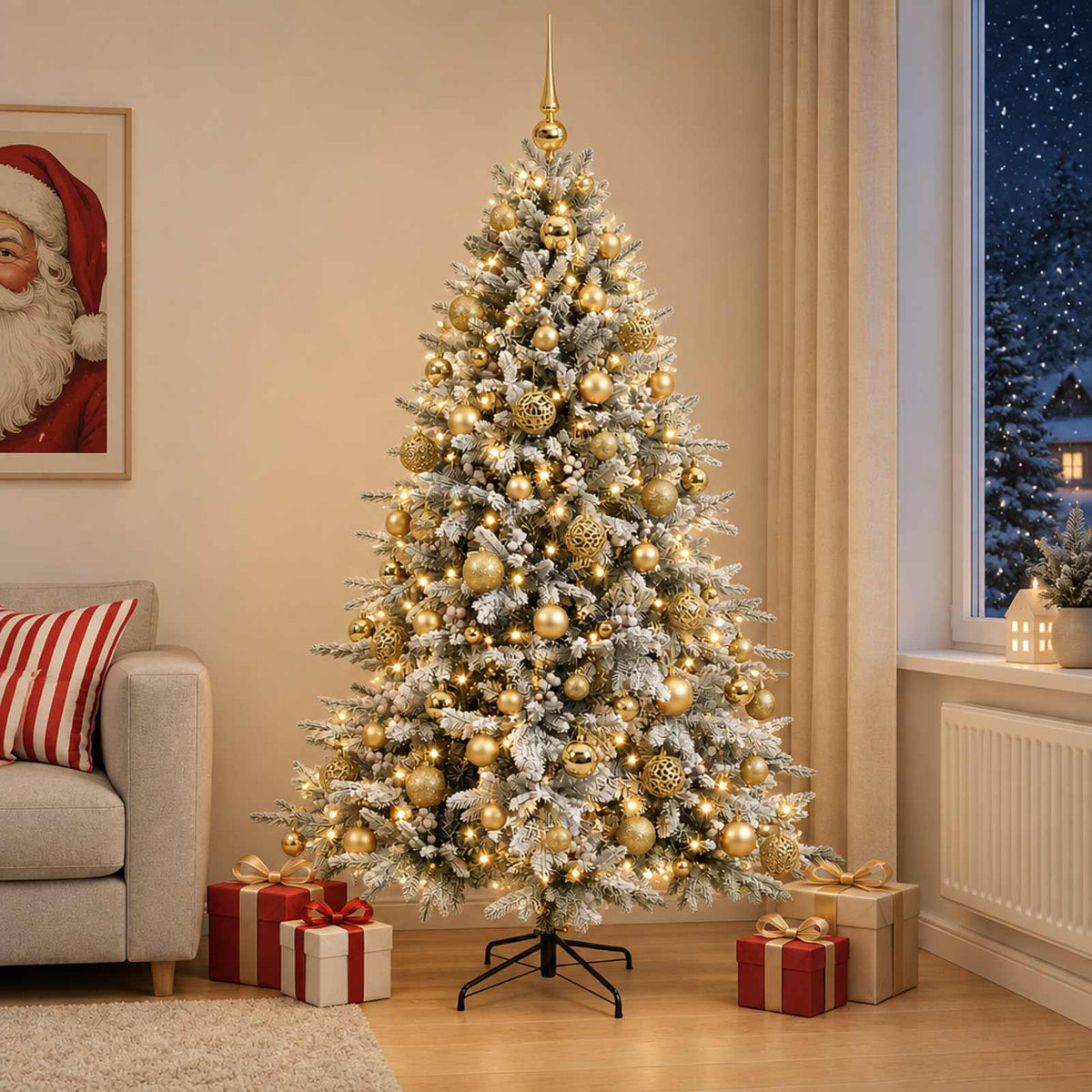 vidaXL Artificial Christmas Tree with Bauble 210 cm 300 LEDs