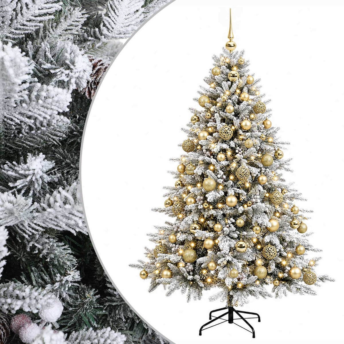 vidaXL Artificial Christmas Tree with Bauble 210 cm 300 LEDs