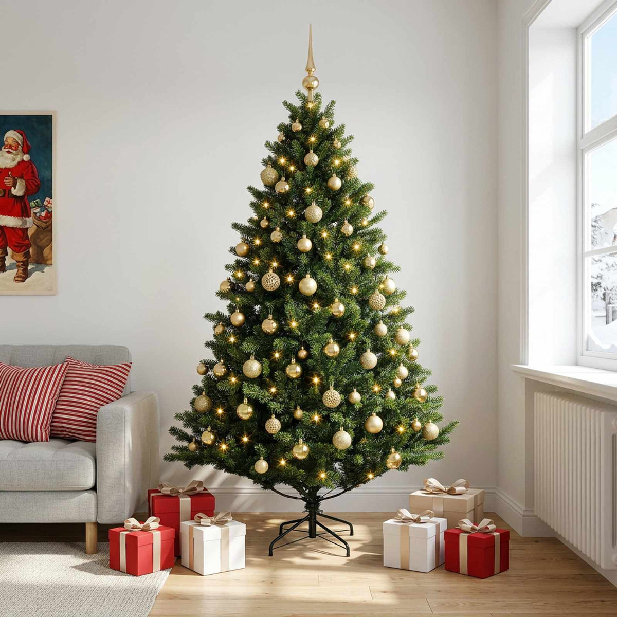 vidaXL Artificial Christmas Tree with Bauble 240 cm 300 LEDs
