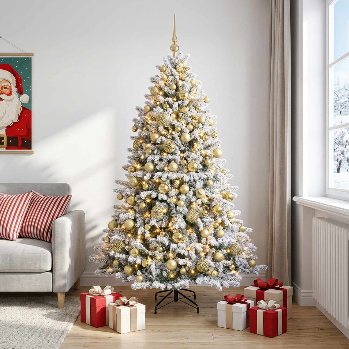 vidaXL Artificial Christmas Tree with Bauble 180 cm 300 LEDs