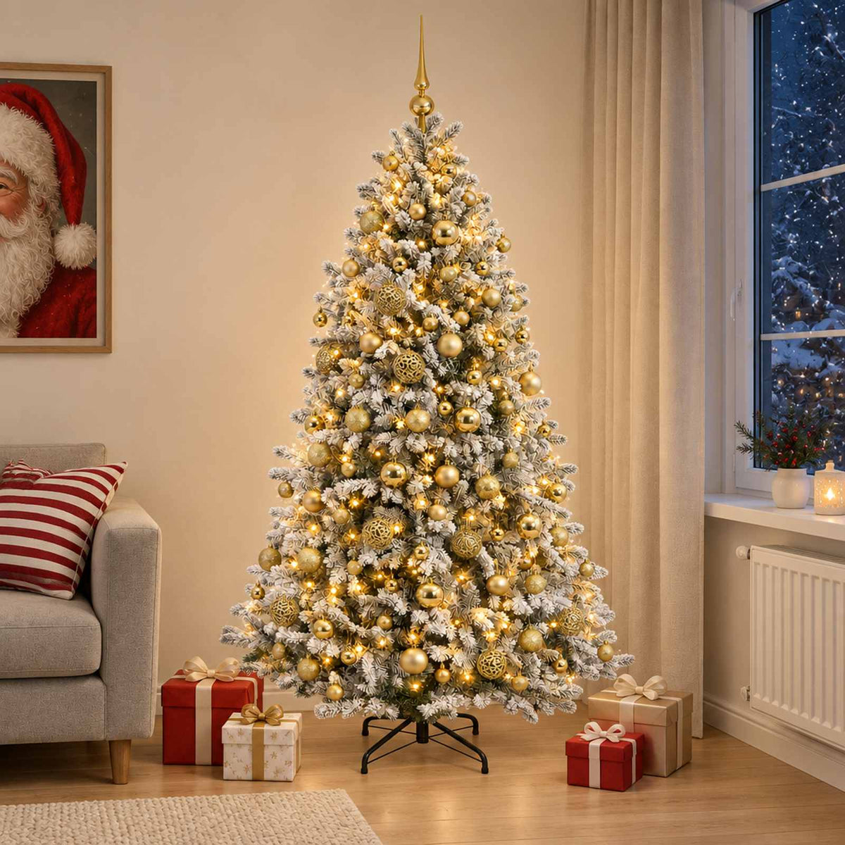 vidaXL Artificial Christmas Tree with Bauble 210 cm 300 LEDs