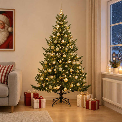 vidaXL Artificial Christmas Tree with Bauble 210 cm 300 LEDs