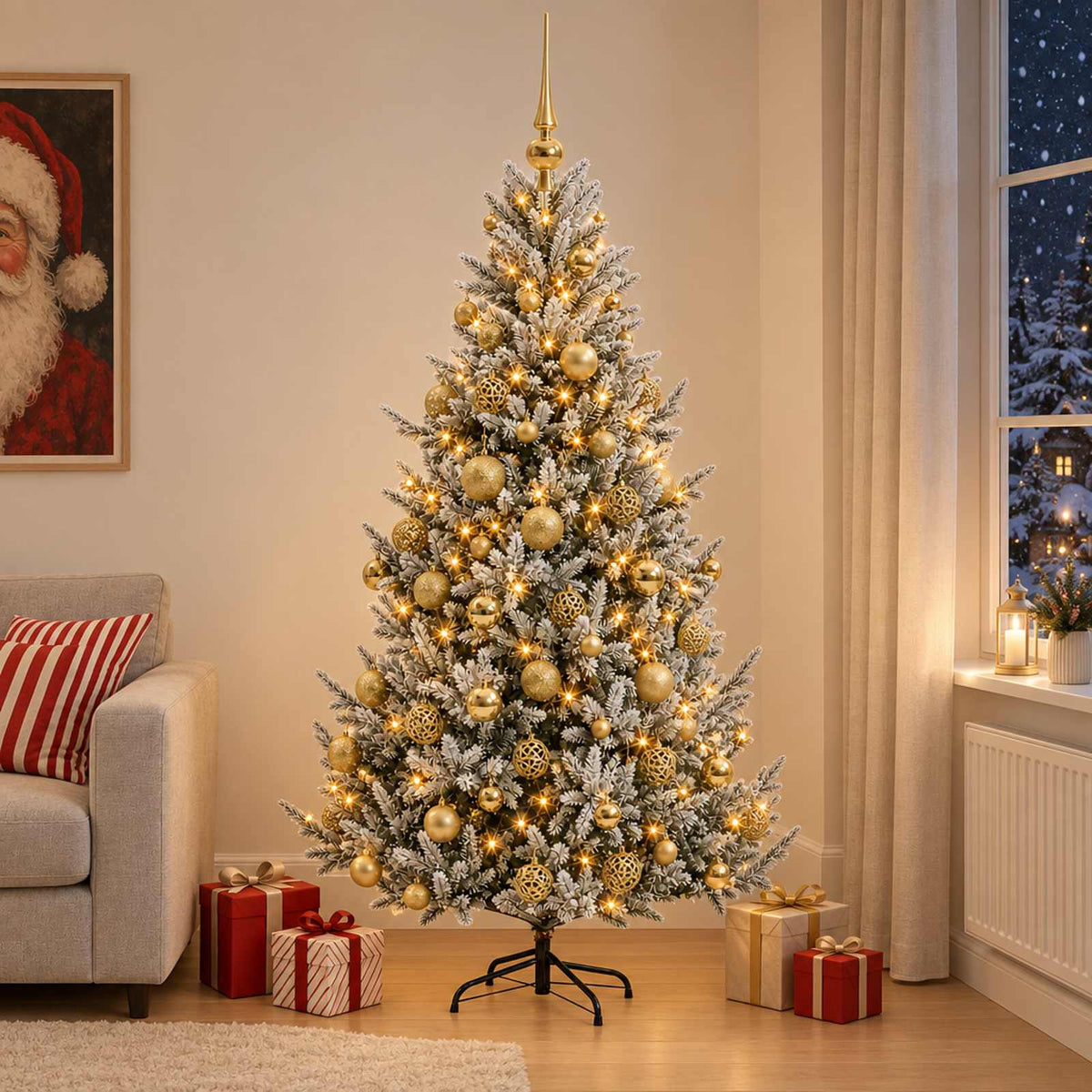 vidaXL Artificial Christmas Tree with Bauble 210 cm 300 LEDs