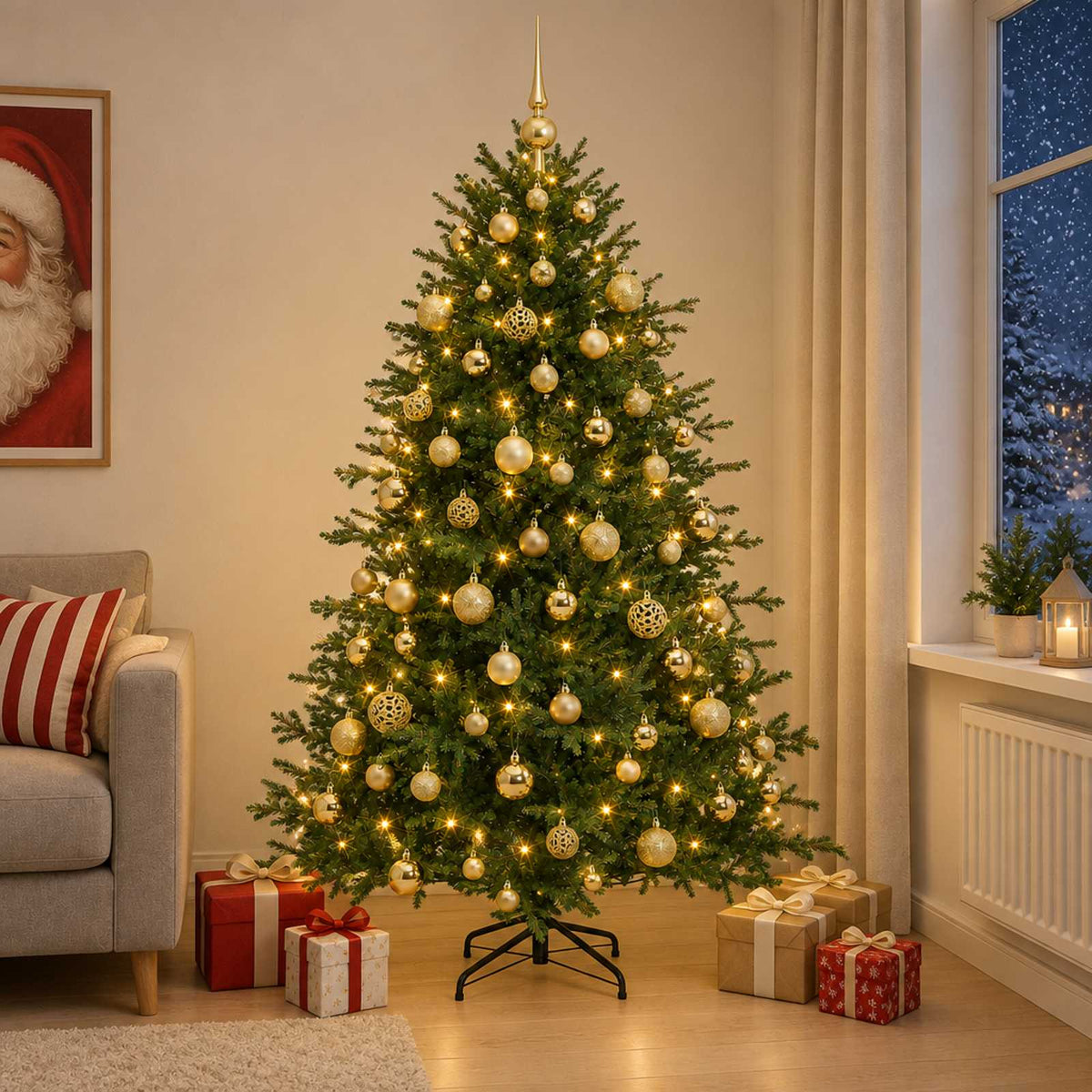 vidaXL Artificial Christmas Tree with Bauble 210 cm 300 LEDs