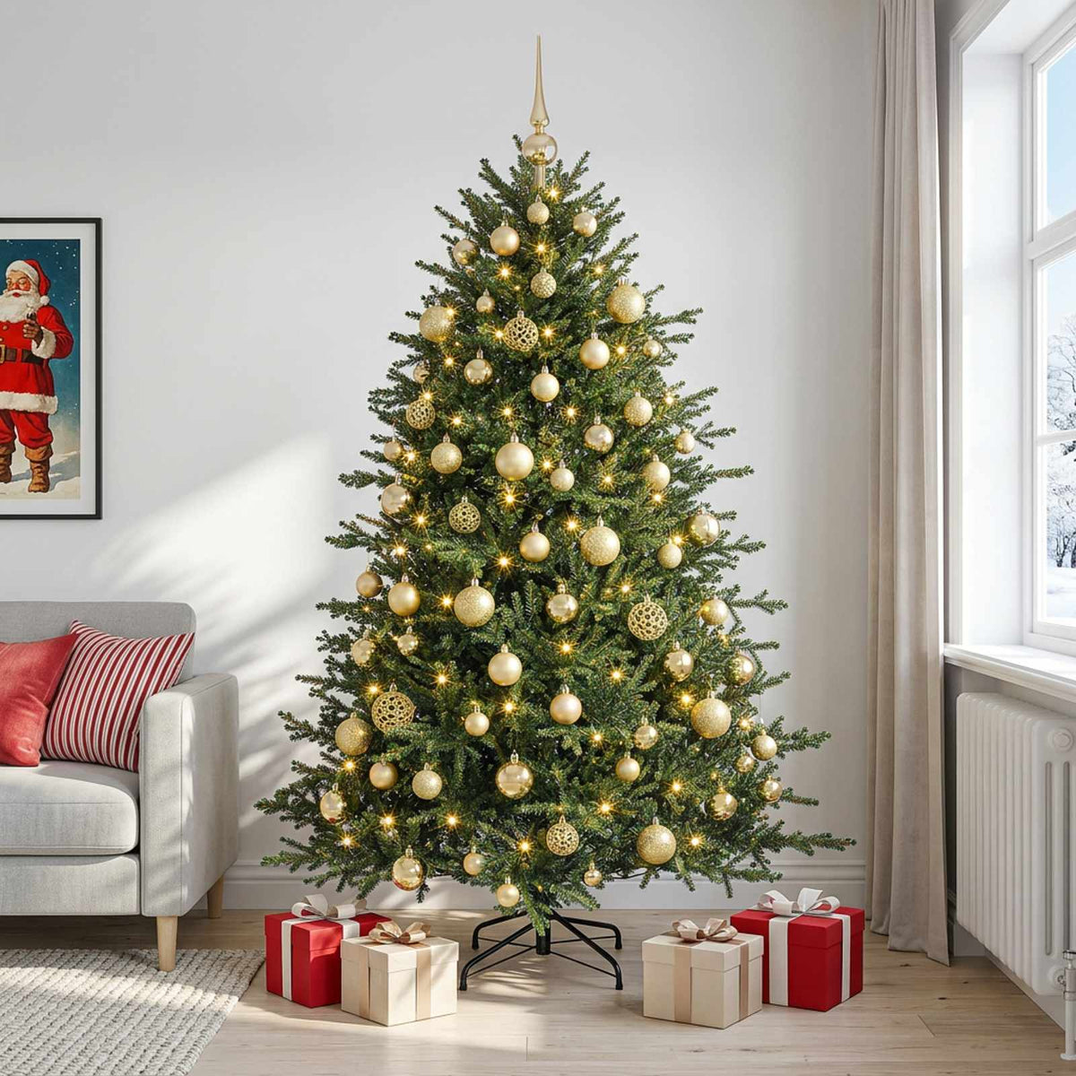 vidaXL Artificial Christmas Tree with Bauble 210 cm 300 LEDs