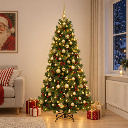 vidaXL Artificial Christmas Tree with Bauble 210 cm 300 LEDs