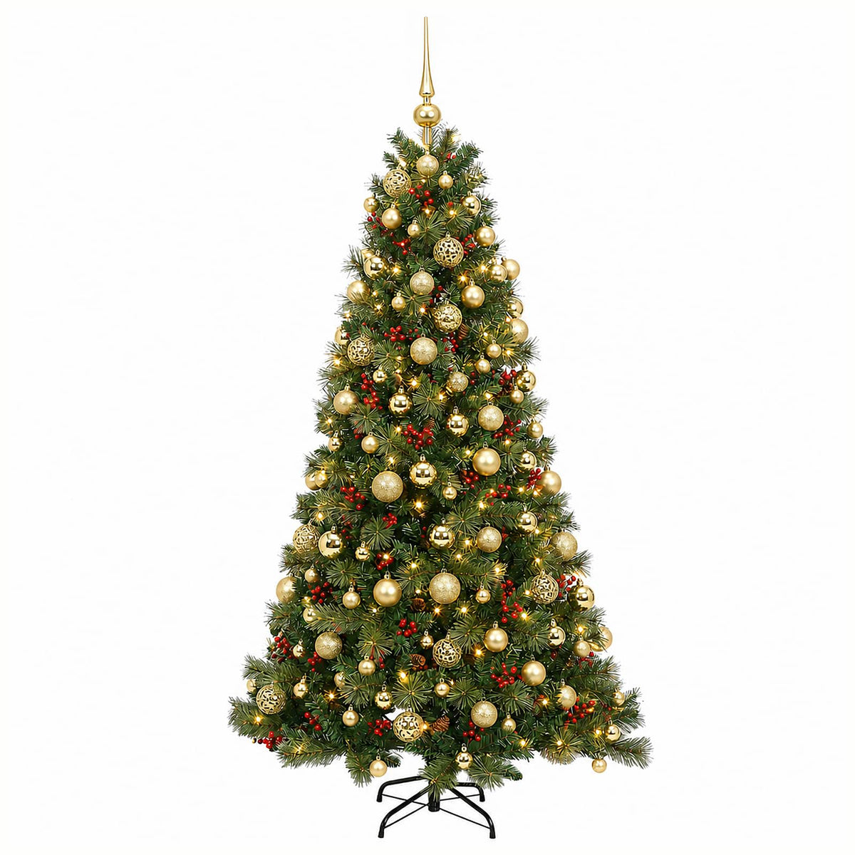 vidaXL Artificial Christmas Tree with Bauble 210 cm 300 LEDs