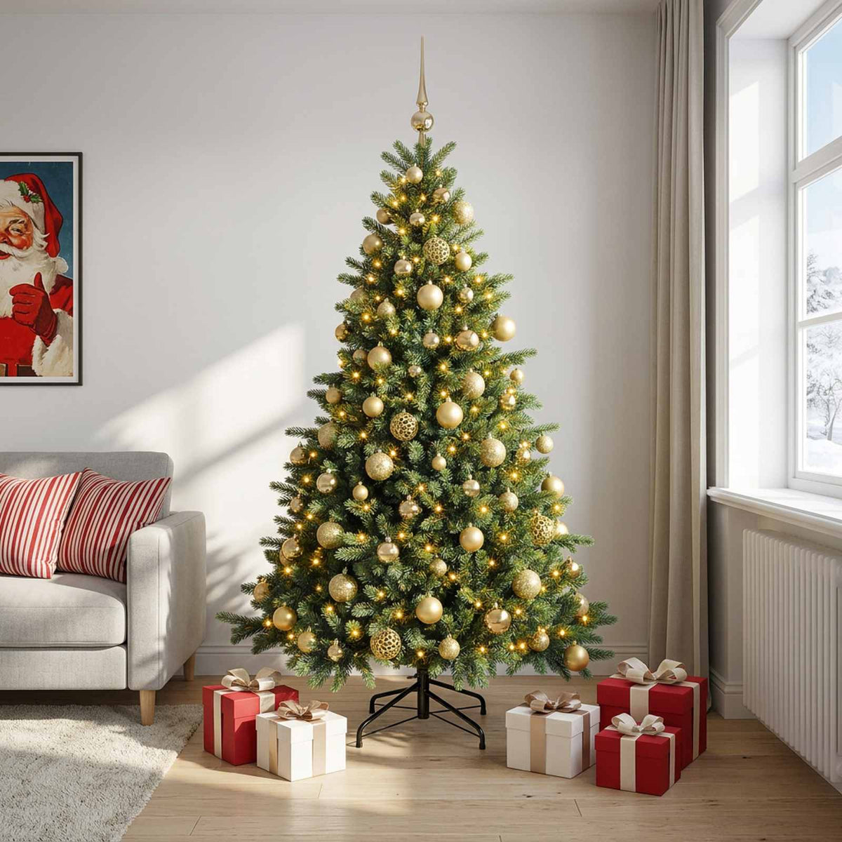 vidaXL Artificial Christmas Tree with Bauble 240 cm 300 LEDs