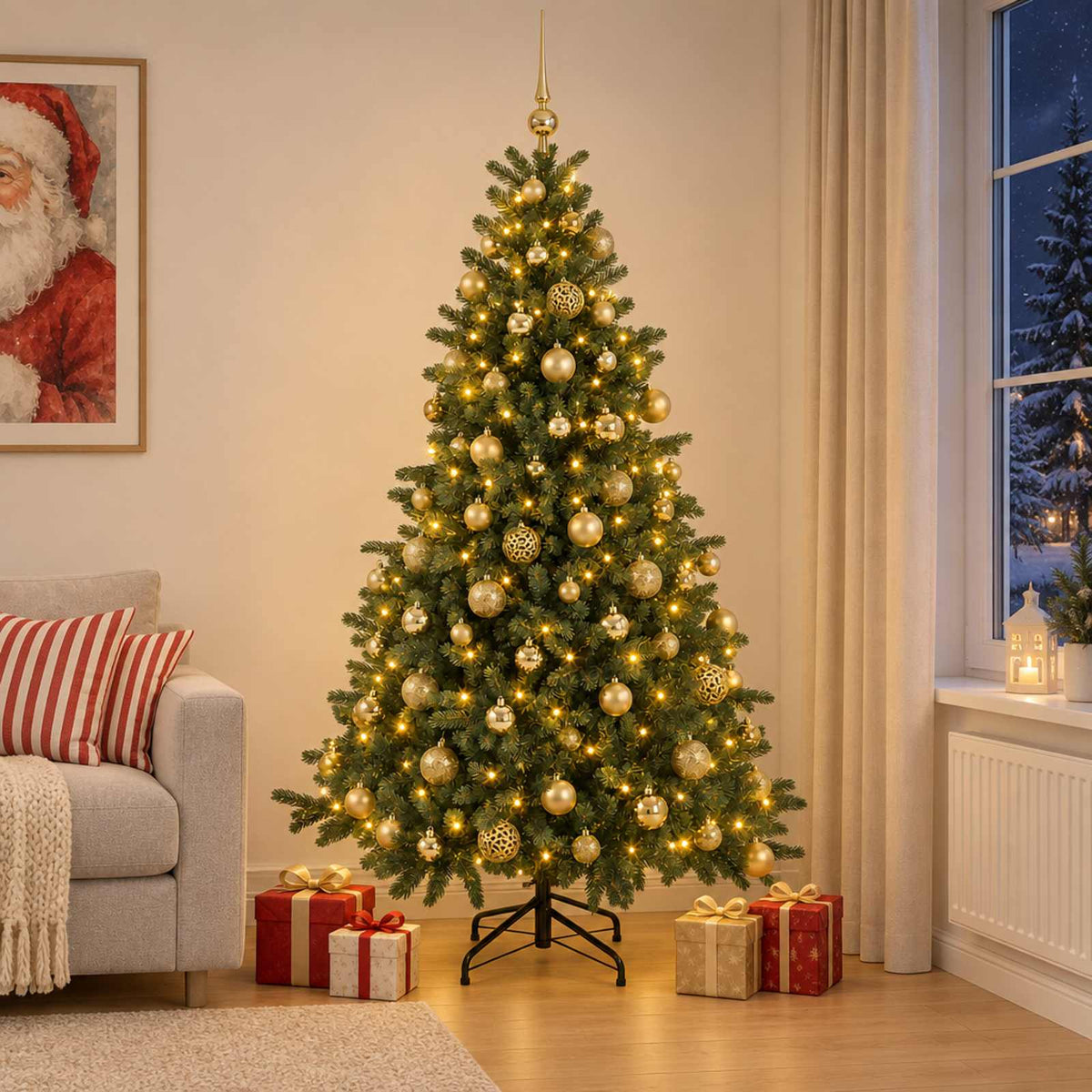 vidaXL Artificial Christmas Tree with Bauble 240 cm 300 LEDs