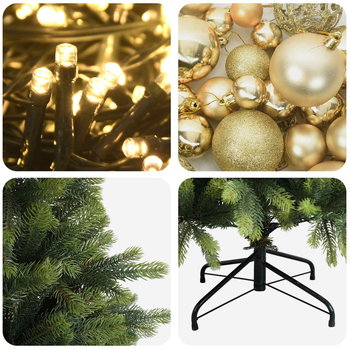 vidaXL Artificial Christmas Tree with Bauble 210 cm 300 LEDs