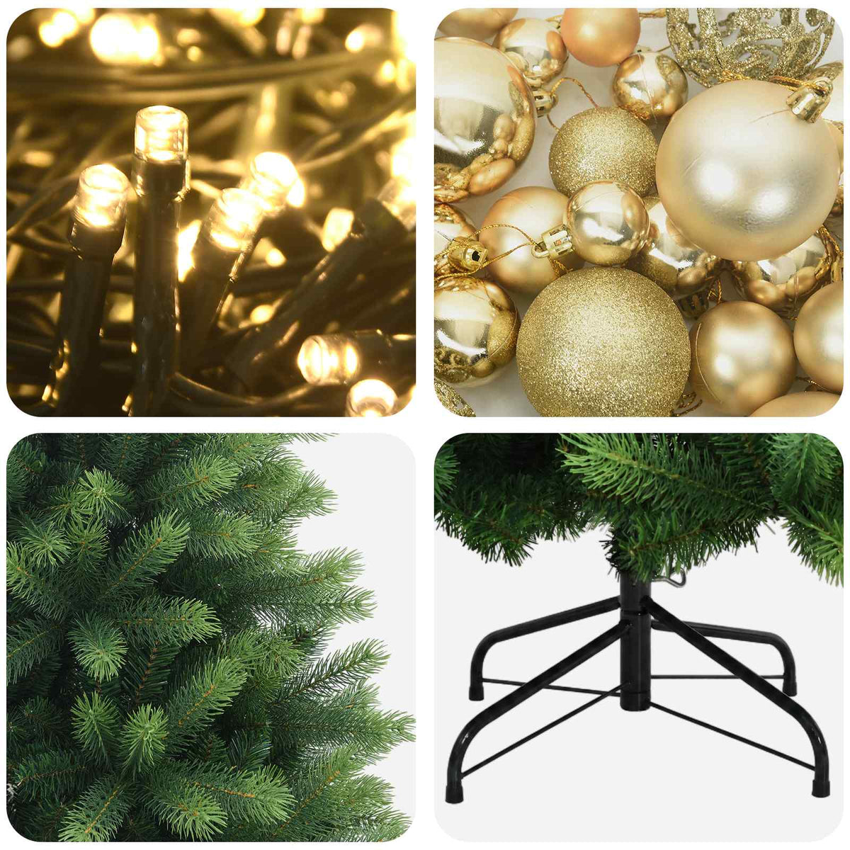 vidaXL Artificial Christmas Tree with Bauble 210 cm 300 LEDs