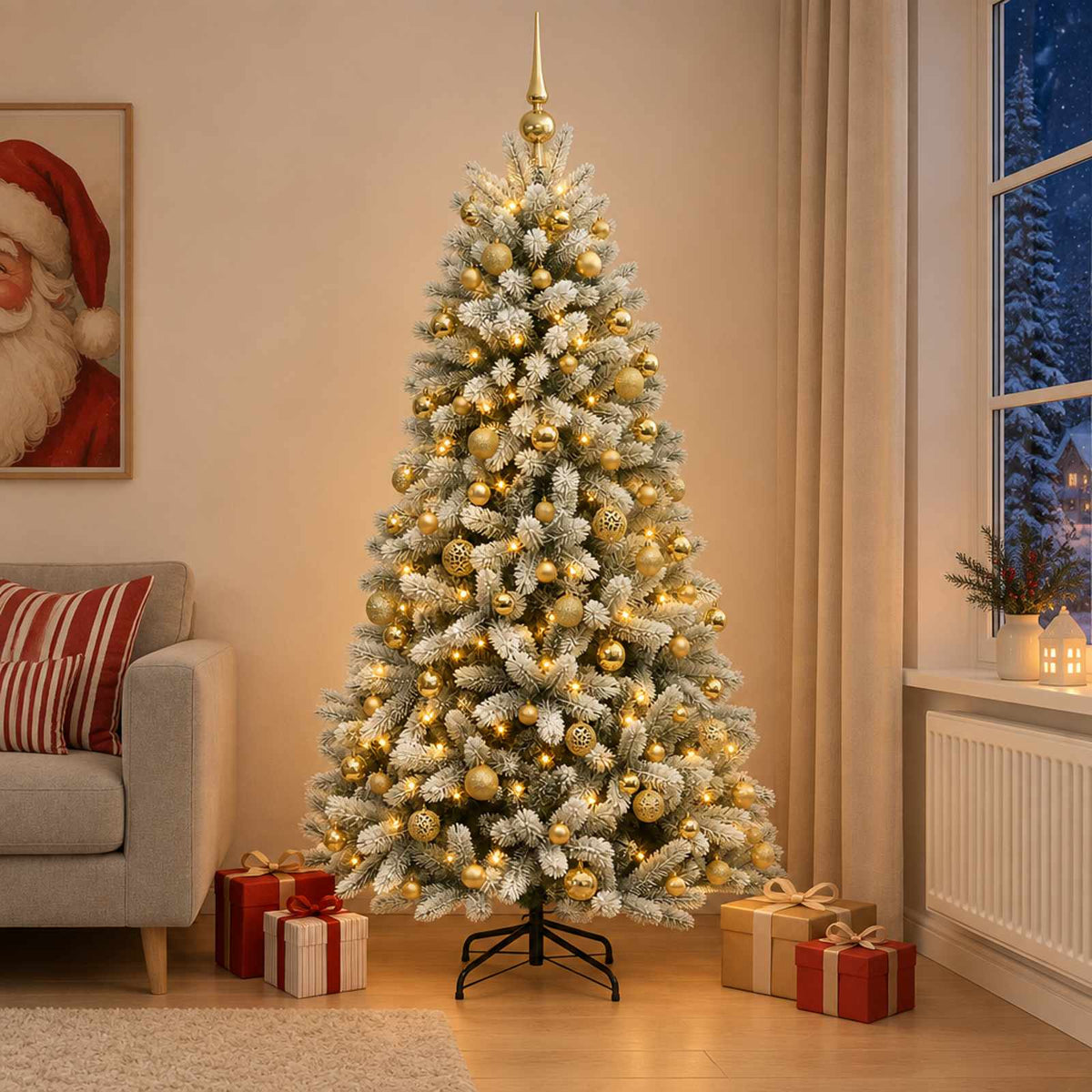 vidaXL Artificial Christmas Tree with Bauble 210 cm 300 LEDs